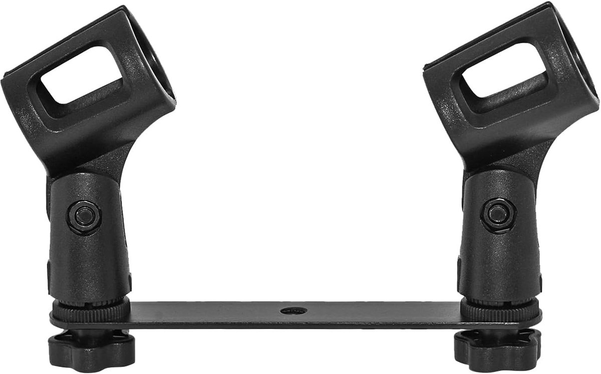 Microphone Holder 1-to-2 Mic Mount Bar with Standard Suitable Compatible with Most Microphone Stands Boom Arms