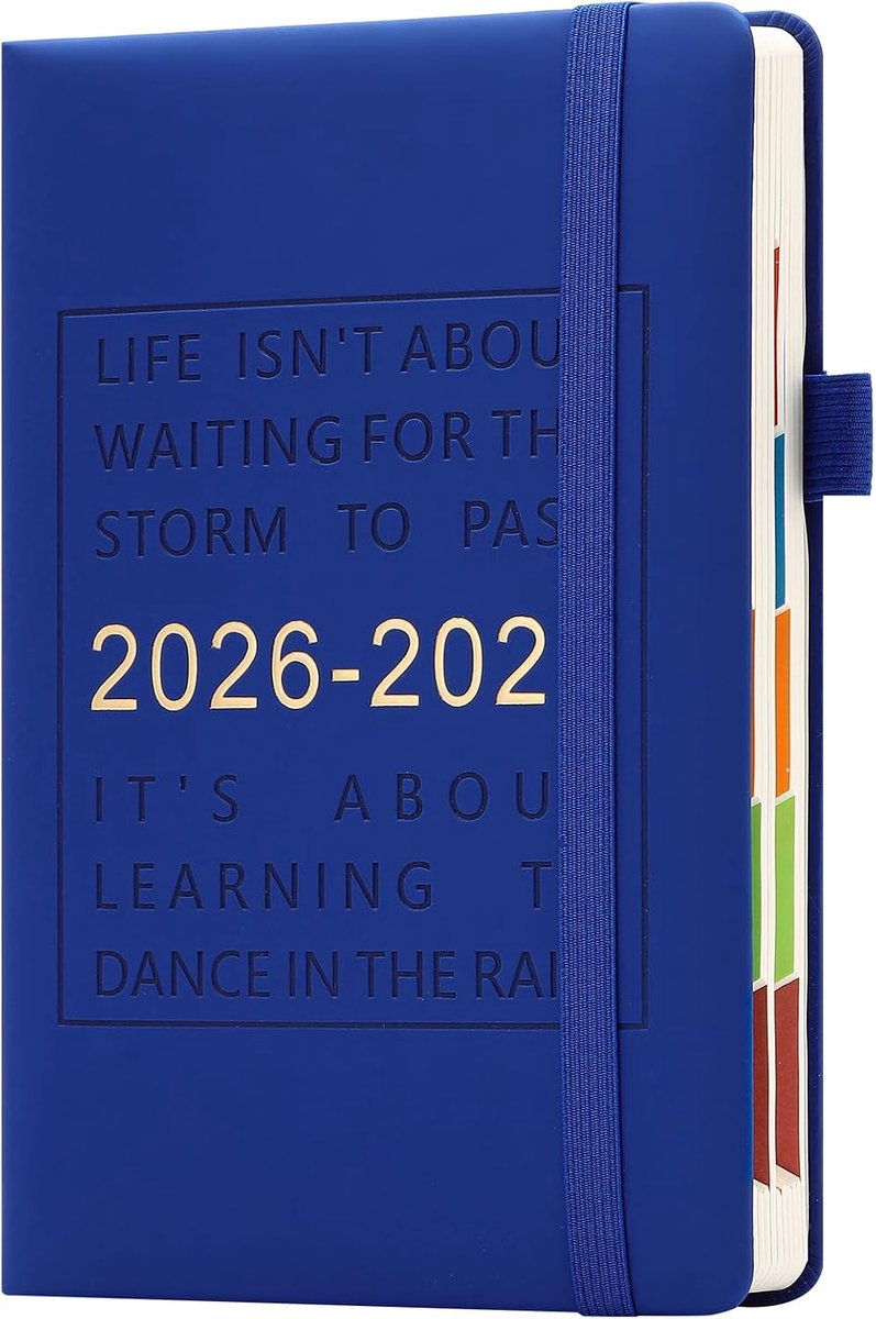 2026-2027 A5 pagina per dag van juli 2026 tot juni 2027, middenjaar dagelijkse planner met kleurrijke maandtabbladen, hardcover academische agenda 2026-2027 met binnenvak, bladwijzer (blauw)