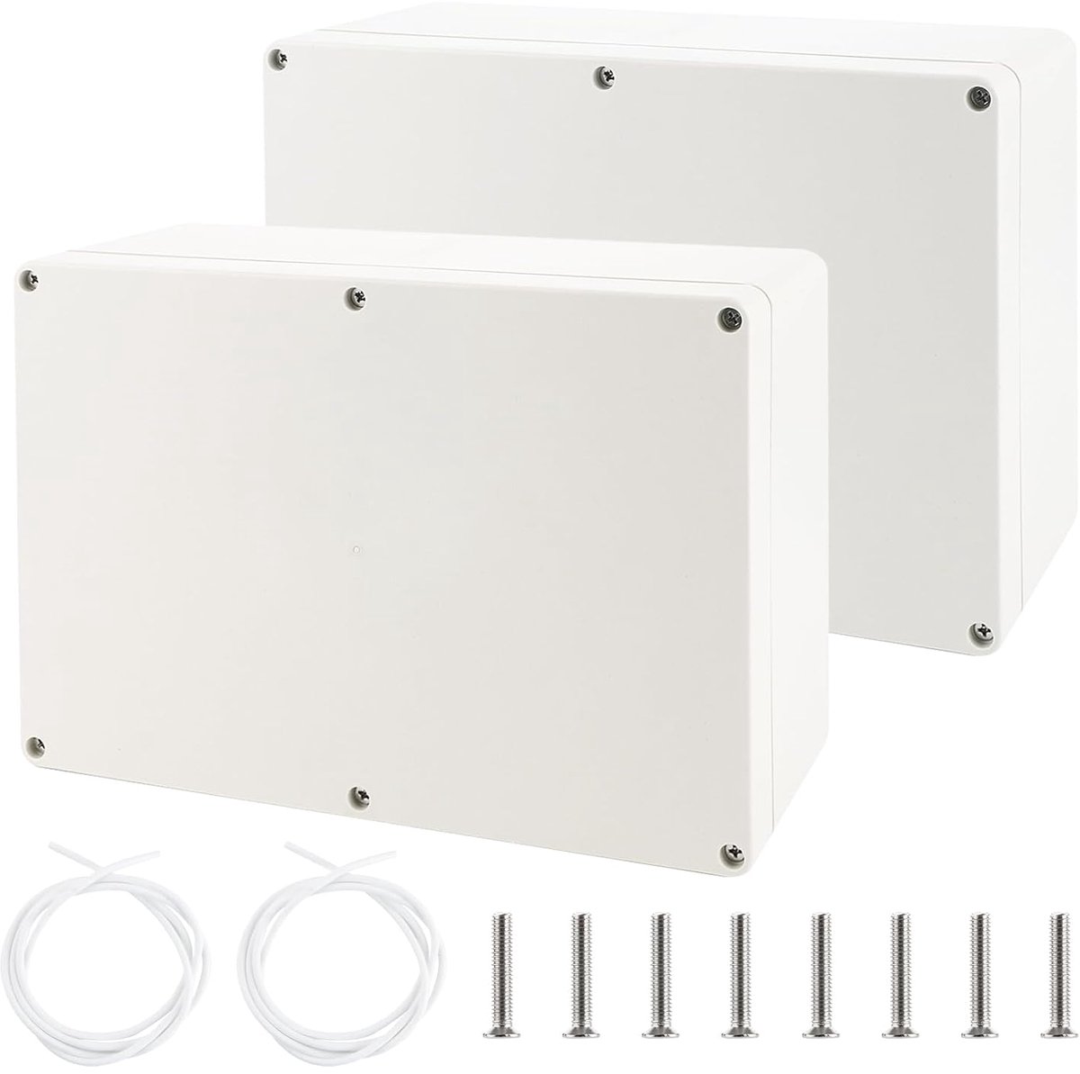 Aansluitdozen voor buiten, wit, IP65 waterdicht, 26,5 x 18,5 x 9,5 cm, robuuste ABS-behuizing voor tuin en buiten, opbouwaansluitdoos met montageschroeven