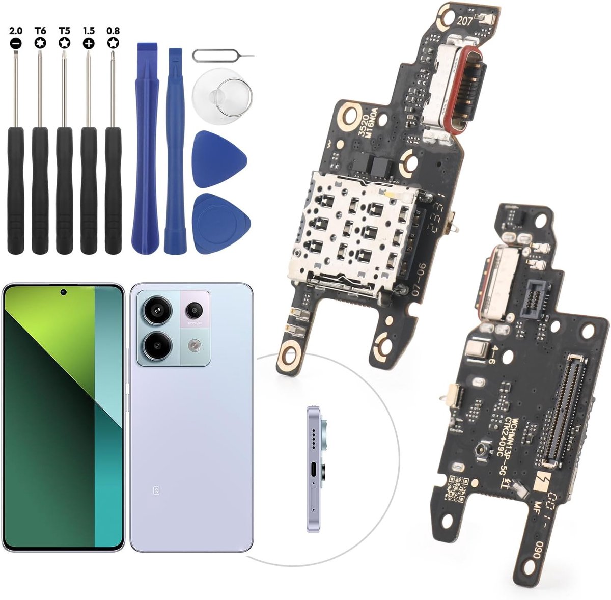 Oplaadaansluiting compatibel met Xiaomi Redmi Note 13 pro USB dock connector voor Xiaomi Redmi Note 13 pro 5G flexibele kabel oplaadpoort oplaadpoort vervanging