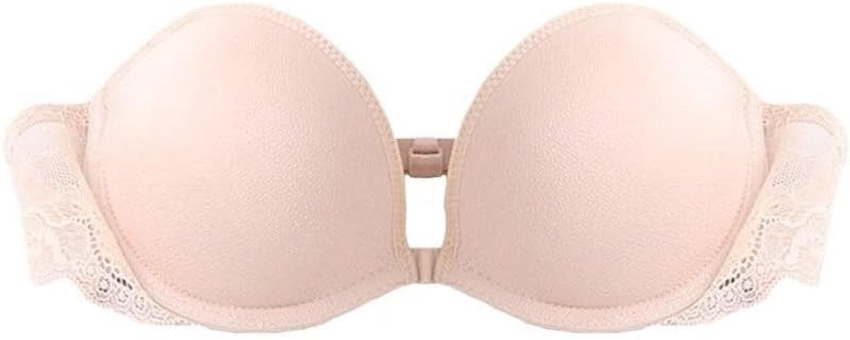 Bandeau-beha voor dames, voorsluiting, onzichtbare beha, naadloze beha, push-up, siliconen, antislip, blote rug