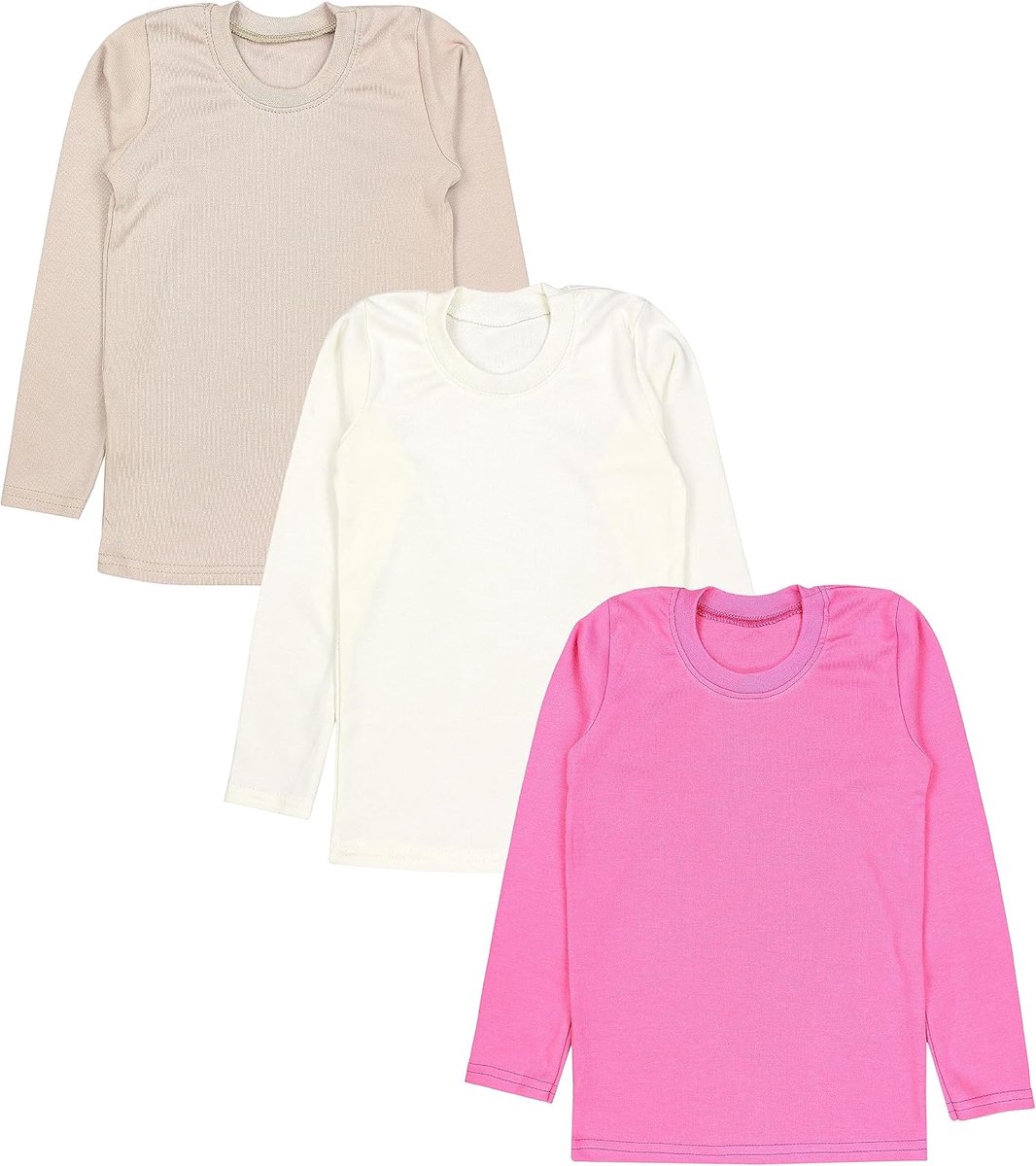 Meisjes Lange Mouw Shirt Ondergoed Shirts Onderhemd Basic 3 Pack
