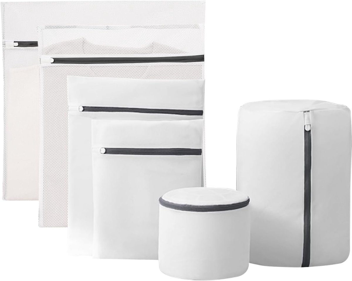 Waszakken, herbruikbare wasnetzakken met ritsen voor wasmachine, duurzame mesh waszakken voor kleding, beha, kousen, ondergoed (60 x 60 / 60 x 50 / 50 x 40 / 40 x 30 / 30 x 20 / 15