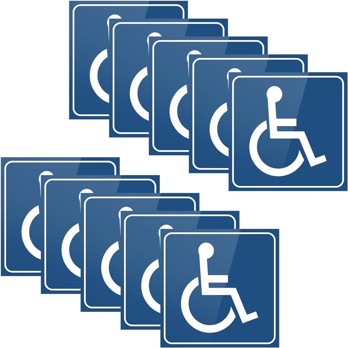 10 stuks auto gehandicaptenstickers, blauwe gehandicaptenstickers, universele rolstoelstickers, sterk zelfklevend en waterdicht, voor voertuig, bus, caravans