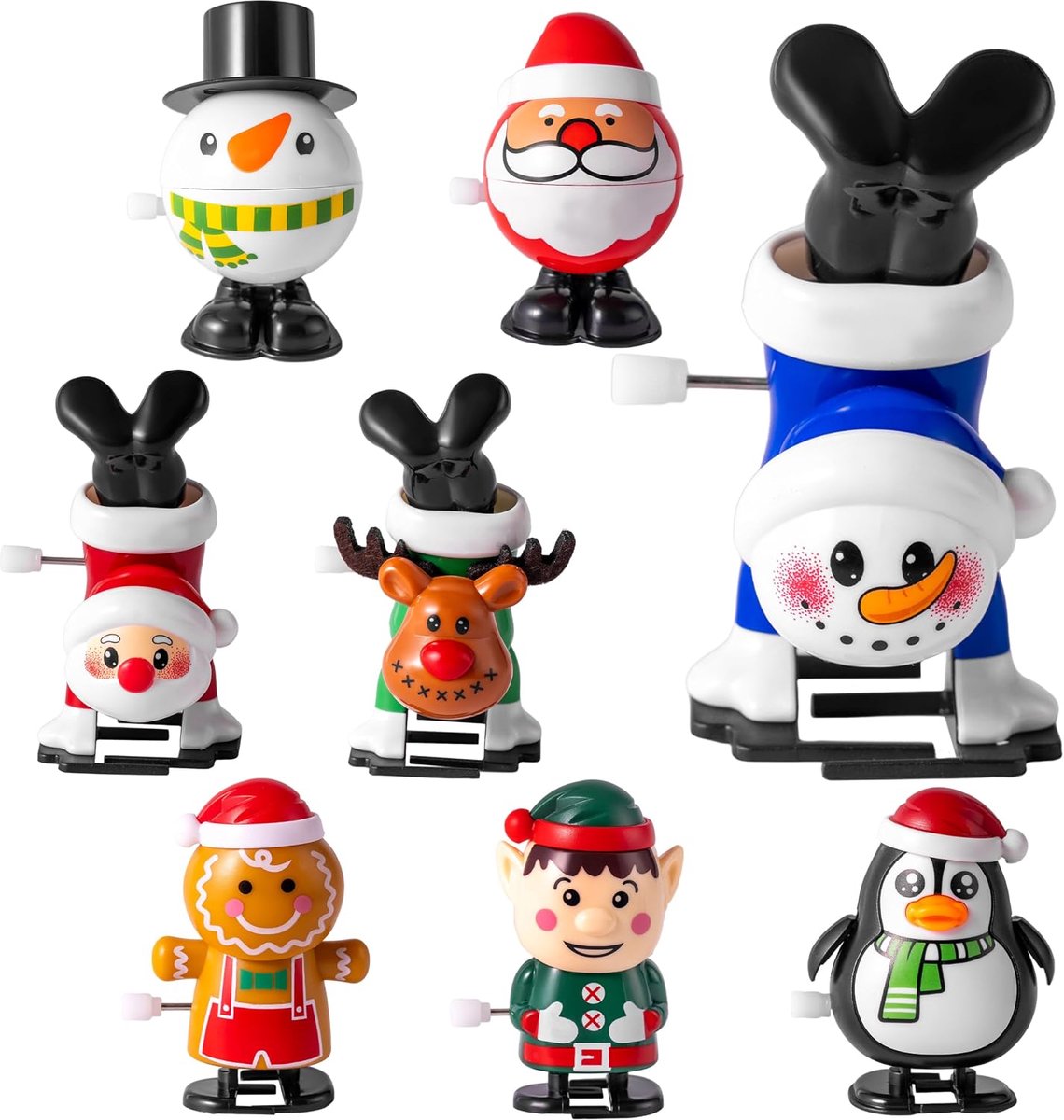 8-delig Pakket Kerst Opwindspeelgoed Assortiment voor Kous Vulstoffen, Kinderen Party Bag Vullingen en Speelgoed