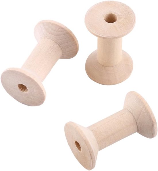 10 stks Houten Lege Spoel 47mm x31mm Lege Draad Spoelen Natuurlijke Draad Weven Klossen — afbeelding 5