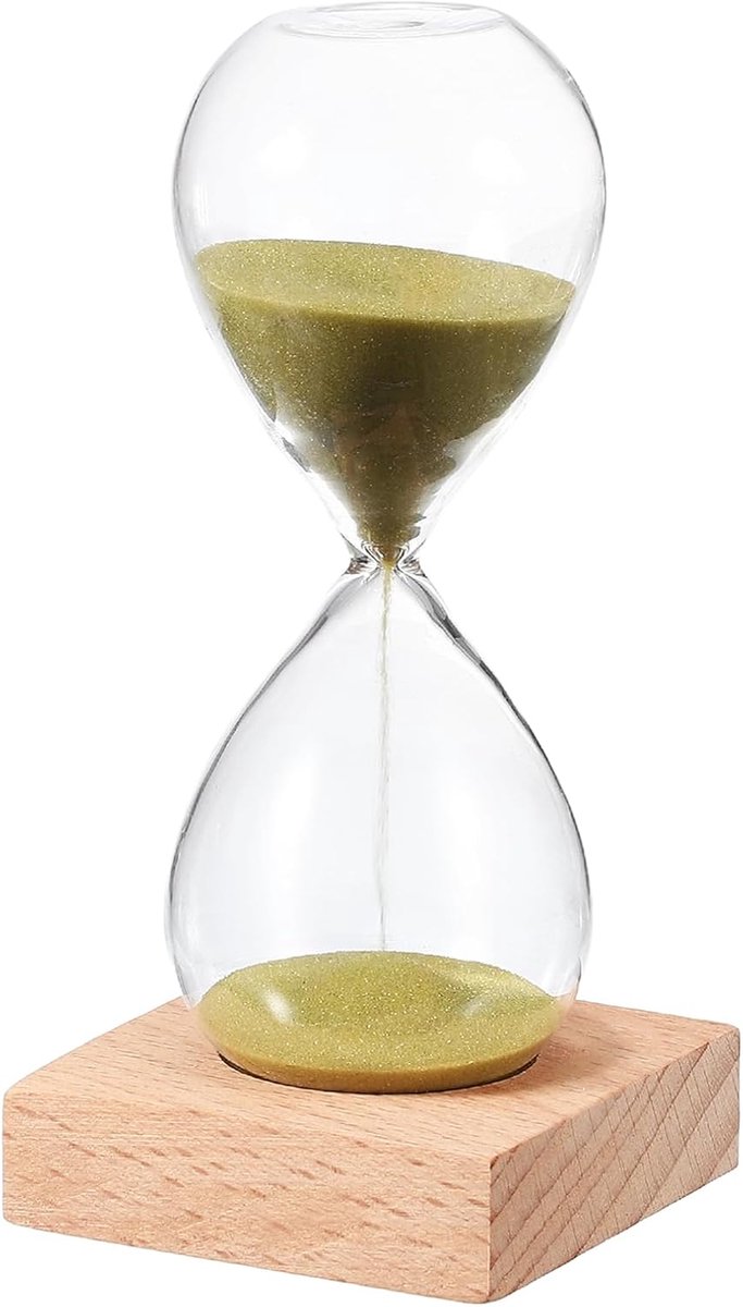 5 minuten zandtimer, zandhorloge met houten basis, uurglas, zandloper, timer, klok voor woonkamer, thuiskantoor, restaurant, decoratie, goud