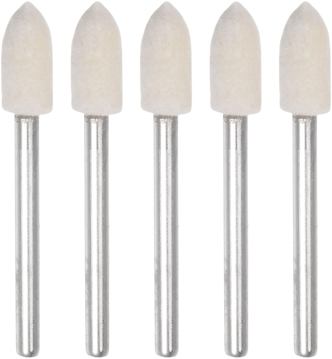 5 stuks wol vilt gemonteerde mandrel punten 6 mm kop 1/8 inch schacht conische polijstbits Burrs vilt polijstwiel voor draaigereedschap