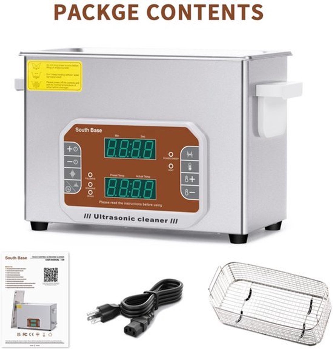 Ultrasoon Reinigingsapparaat – Ultrasone Cleaner – Sieradenreiniger – Brillenreiniger – Muntenreiniger – 4 Liter – Roestvrijstalen Binnenbad SUS304 – 120W Ultrasoon Met Verwarming