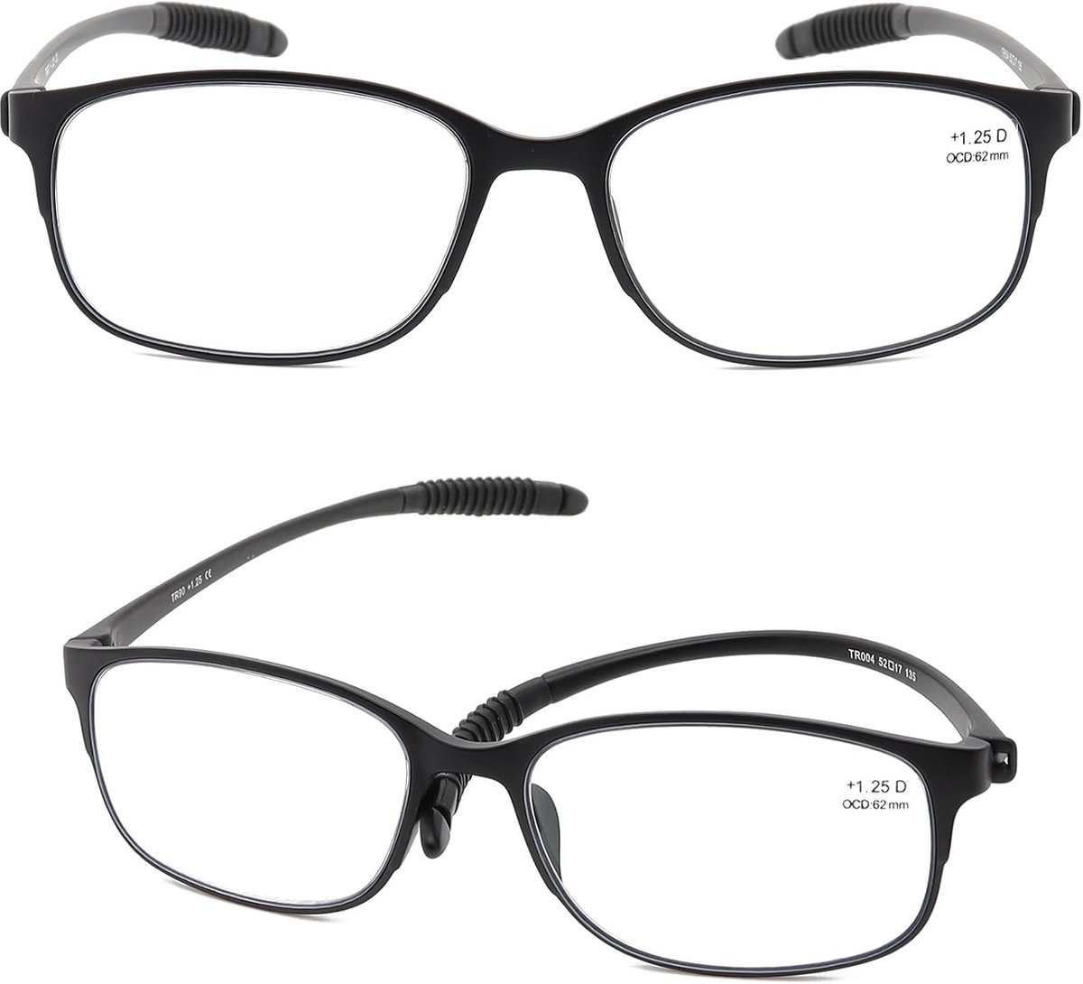 Lichte Leesbril (2-pack) met etui, Anti-blauwlicht（Breedte 134 mm）