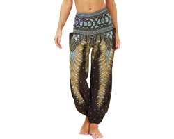 Vrouwen Hippie Baggy Thaise Yoga broek met zakken Elastische hoge taille Genie Harem Broek Aladin Summer Beach