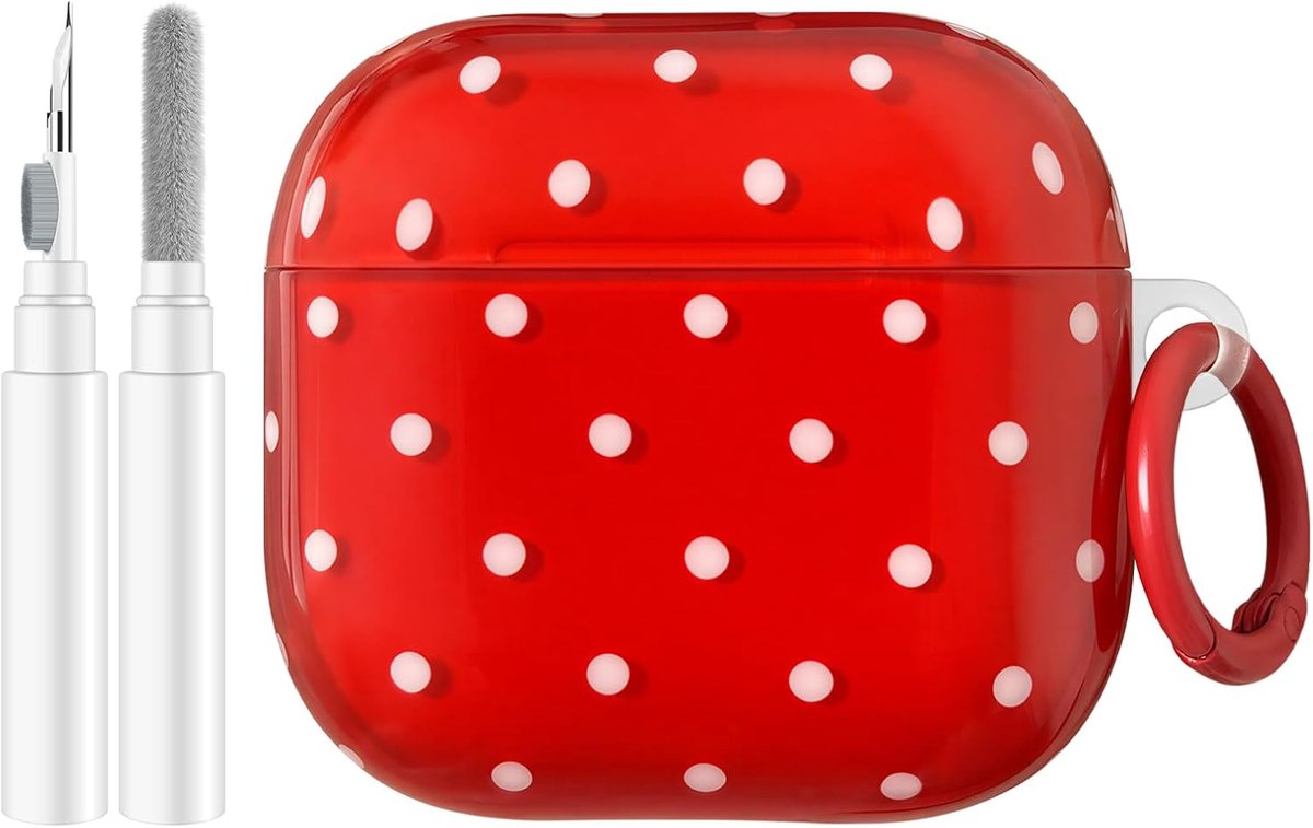 Newseego voor AirPods 4 Clear Case met Reinigingsset, Leuke Polka Dot Esthetics Patroon Case met Sleutelhanger Ring voor Meisjes Vrouwen Zachte TPU Beschermende Shockproof Cover voor Airpods 4e