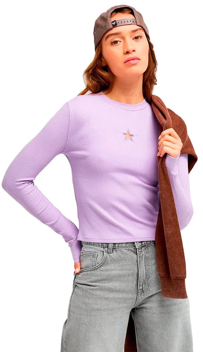 Roxy Dont Cut Star Top Met Lange Mouwen Paars XS Vrouw