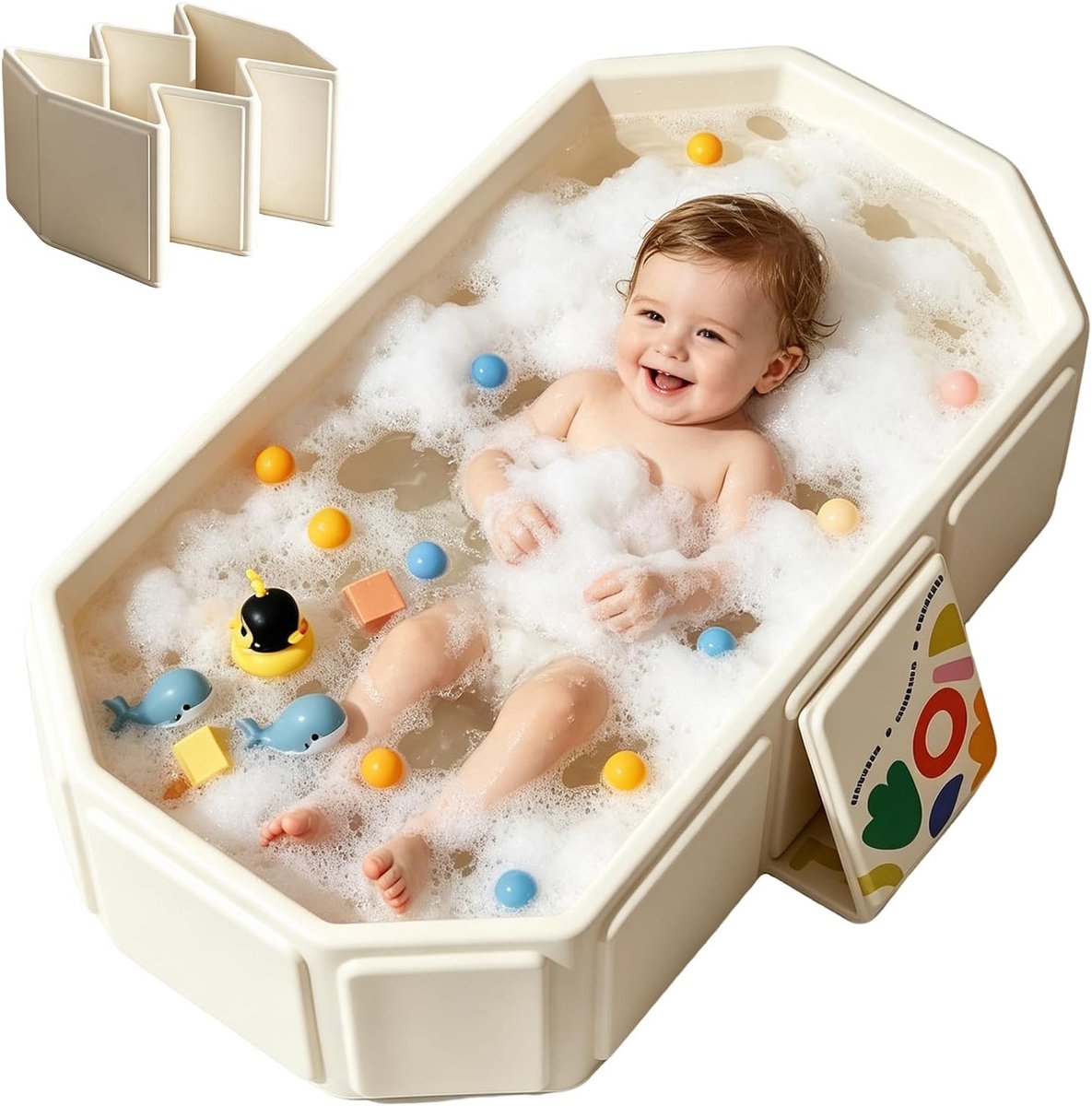 Bobypet - Opvouwbare Badkuip Baby- Draagbare - Aftapplug En Dubbele Afvoer - Ruimtebesparend - Voor Baby En Huisdieren - 75*45*25cm