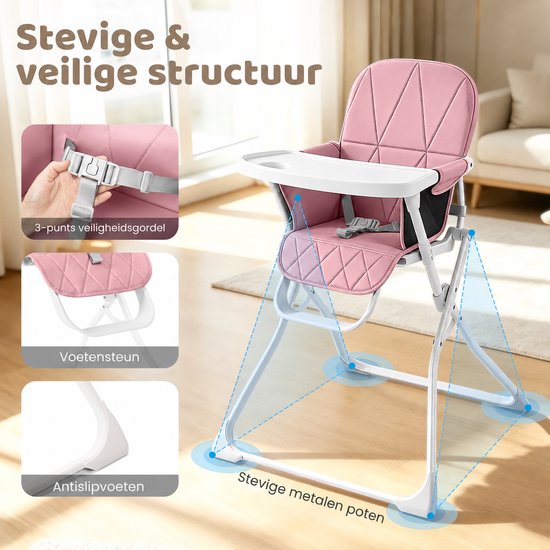 Opvouwbare Kinderstoel voor Baby’s 6 Maanden tot 3 Jaar - Ultracompact en Lichtgewicht 4,5 kg - Eenvoudig met Één Hand Inklapbaar - Makkelijk Schoon te Maken — afbeelding 3