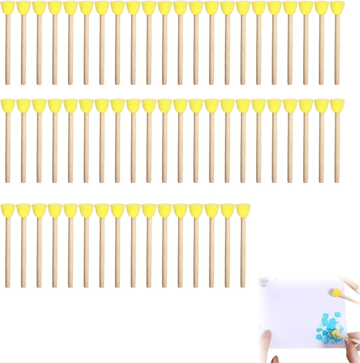 Set van 60 Ronde Schuimkwasten voor Acrylverf en DIY Projecten - Ideaal voor Schilderen, Knutselen en Stempeltechnieken