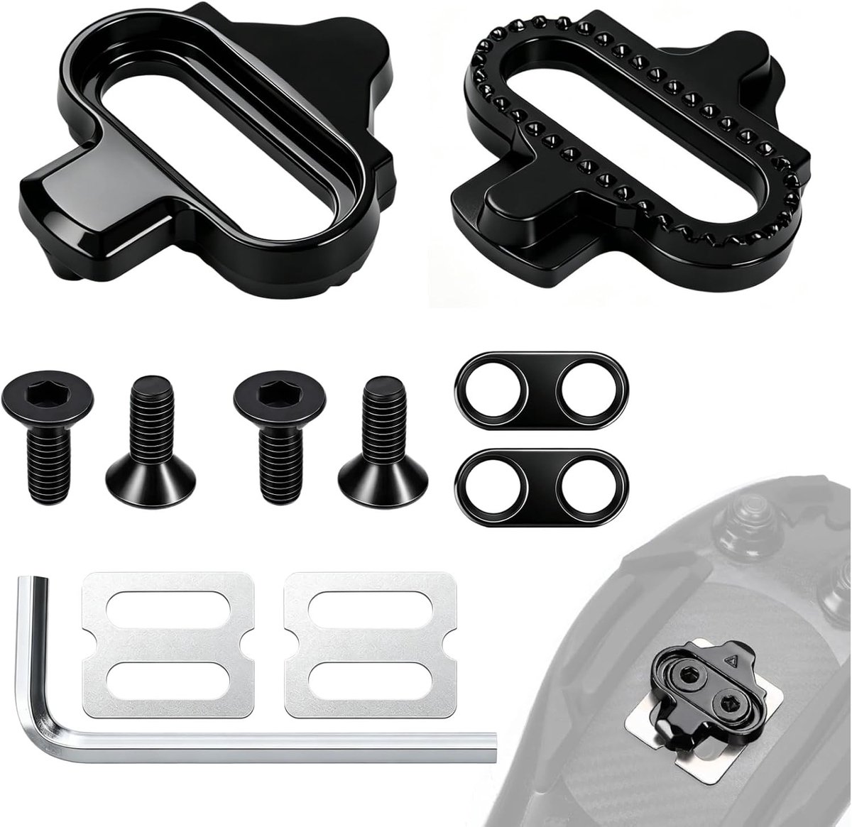 Cleats voor Shimano SH51 klikpedalen, 2-gaats fietsschoenenset met anti-slip platen, montageaccessoires voor MTB, racefiets en indoor fietsen, ideaal voor fietsers en spinningliefhebbers