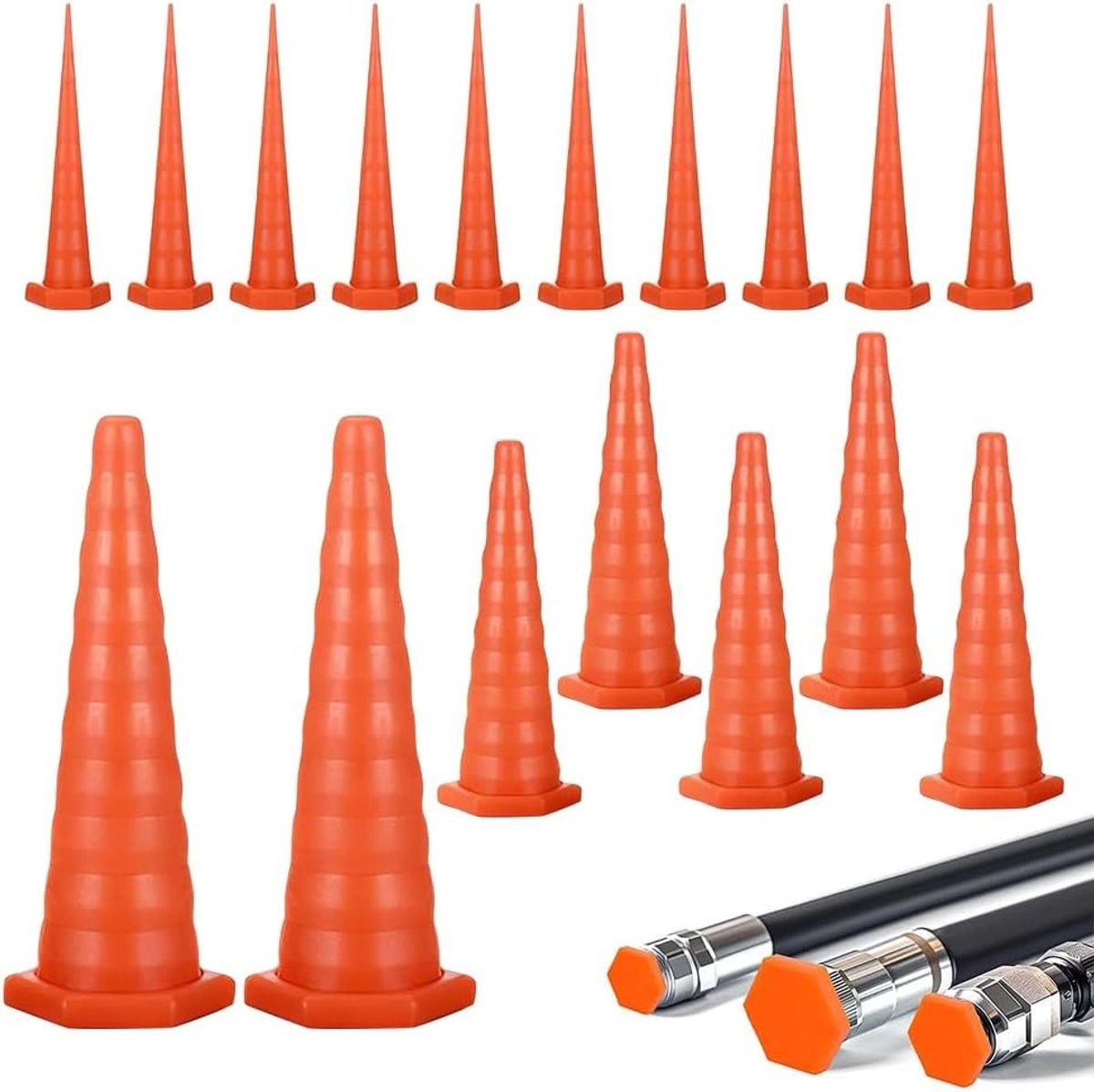 17-delige set hydraulische slangklemmen, 3 maten rubberen stoppers, conische universele siliconen afsluiters voor leidingen en machines