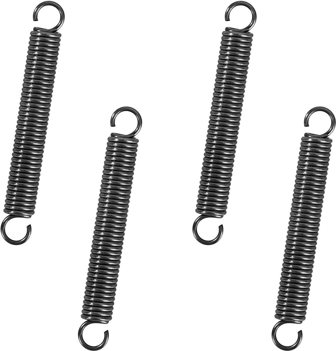 60 mm spanveren met haken, veren van pianodraad, draaddiameter 1,2 mm, buitendiameter 8 mm, kracht 4,2 kg, 20 stuks