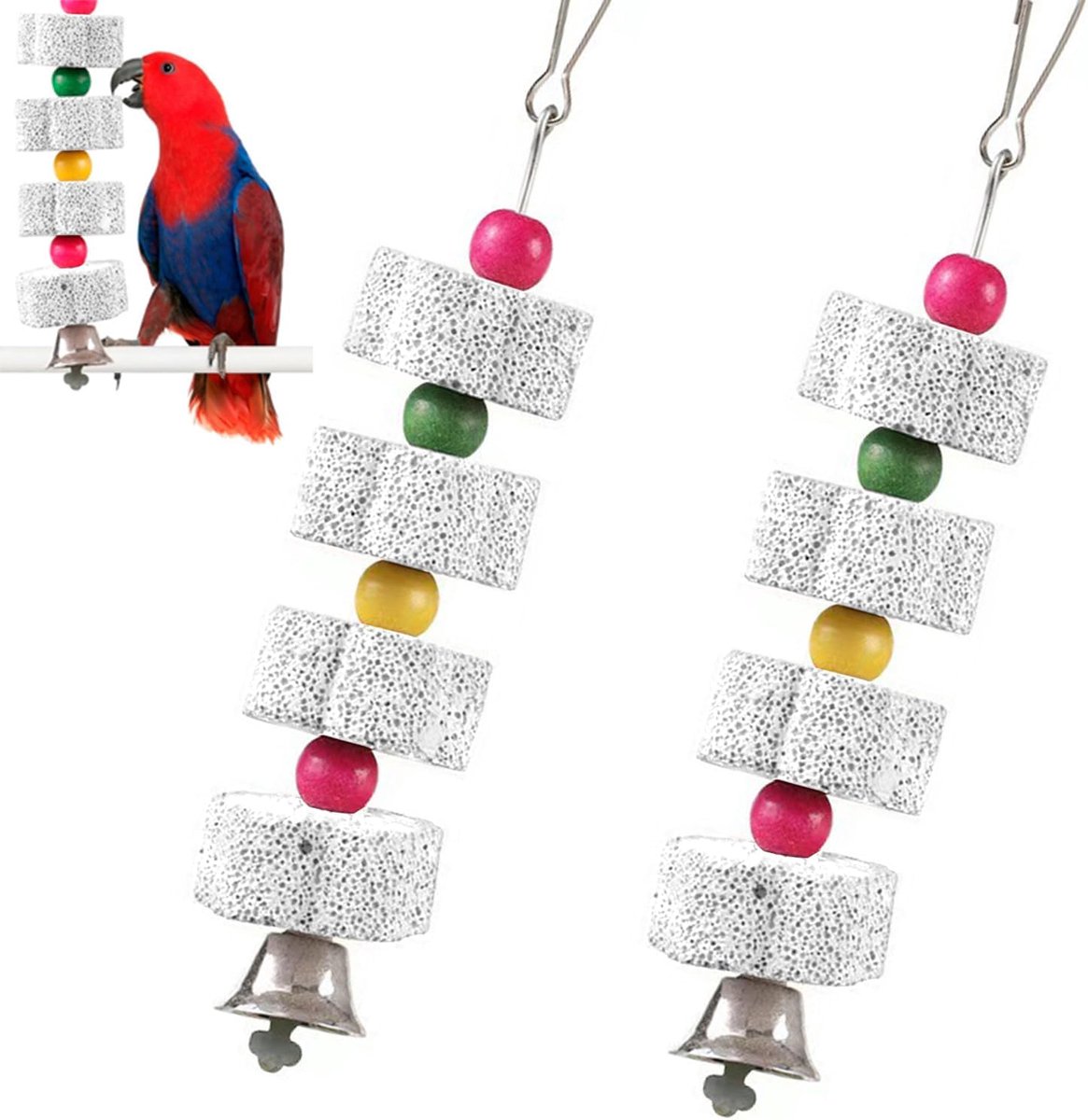Speelgoed voor papegaaien, 18 cm, vogelspeelgoed, accessoires voor vogelkooi voor parkieten Conuro onafscheidelijk Cockatiel Fringuello (willekeurige kleur parel)