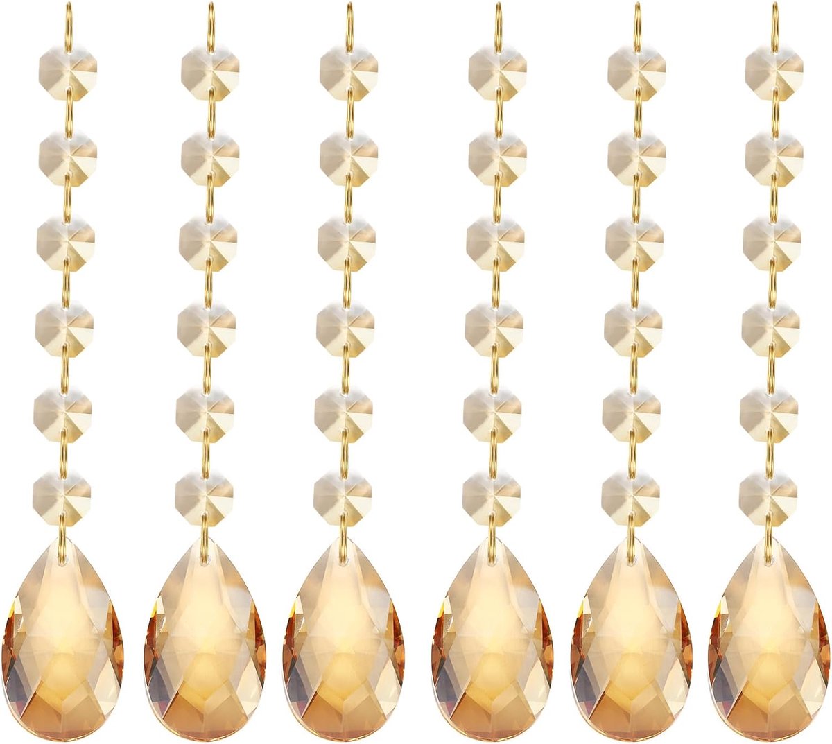 Teardrop kristallen kroonluchter hangers kralen, 6 stuks 160 mm lengte 38 mm kroonluchter prisma's onderdelen ornamenten hangende kralen voor doe-het-zelf kunst ambachten decoratie,