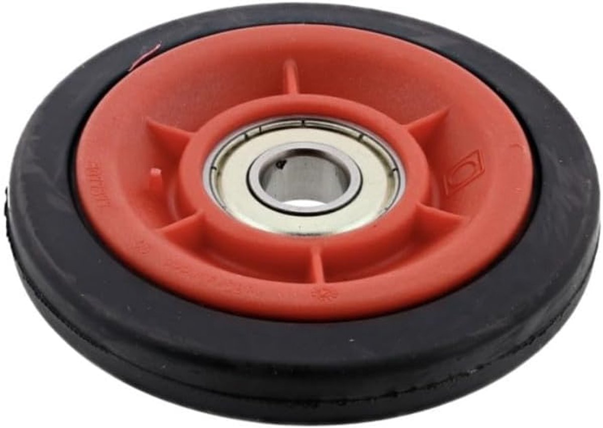 Steunksteen voor wasdroger, zwart en rood, diameter 70 mm, geïntegreerde lagers, compatibel met referenties 80778X77028, 80778X77036, 1364X059004
