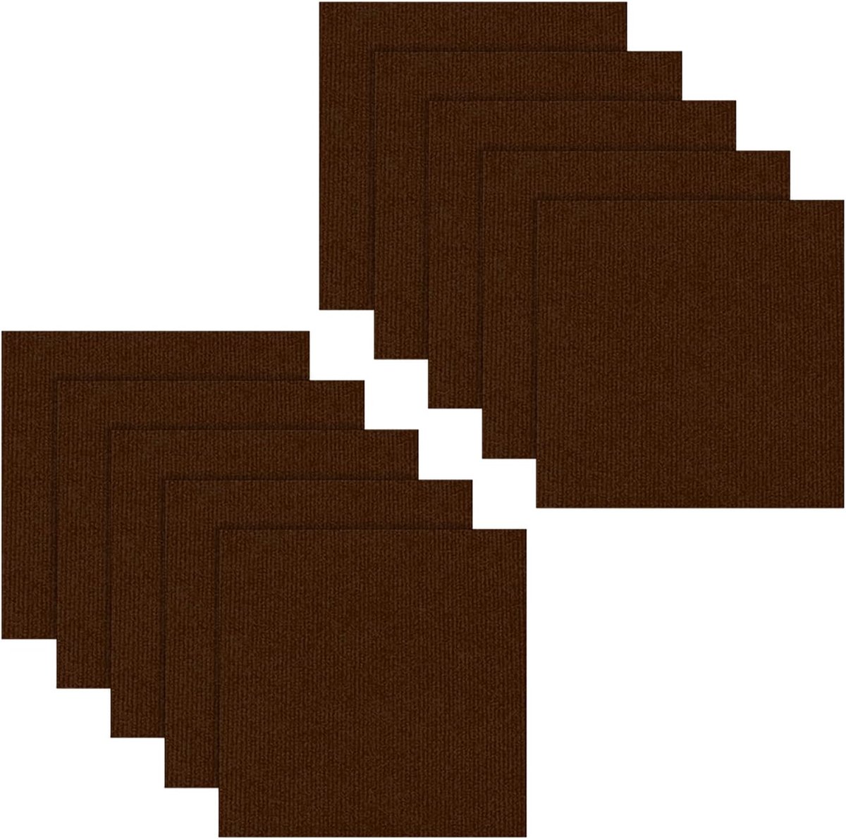 Tapijttegels, vloertegels, zelfklevend, 50 x 50 cm, antislip binnentapijt, 2,5 m², naaldvilt, vierkant gestreept tapijt voor kantoor en commercieel gebruik (donkerbruin)