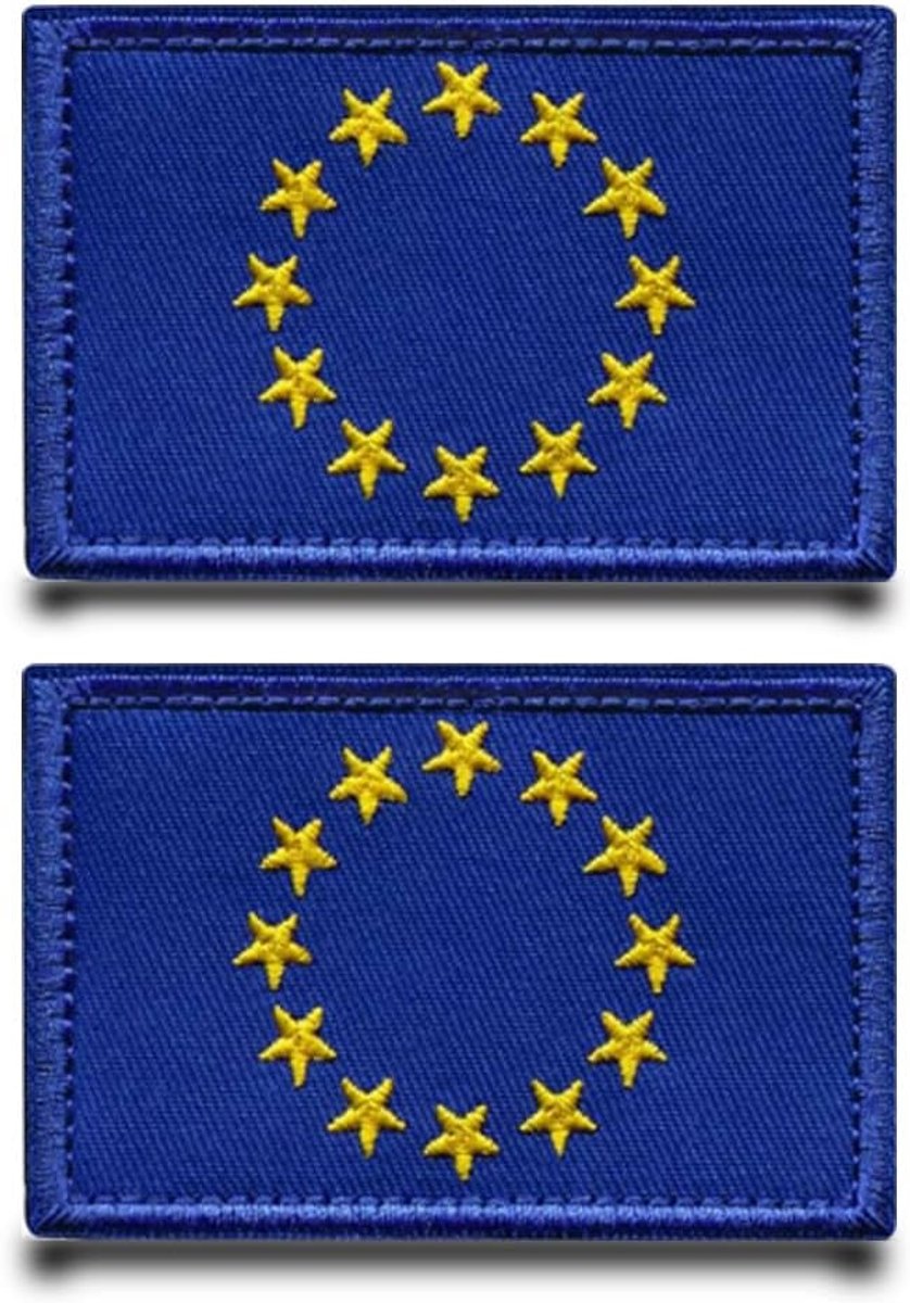 2 stuks blauwe Europese Unie vlag patch afneembare patches met nylonbandsluiting tactische militaire patch applicatie voor kleding nylonband rugzakken jas jeans tassen vest hondenharnas