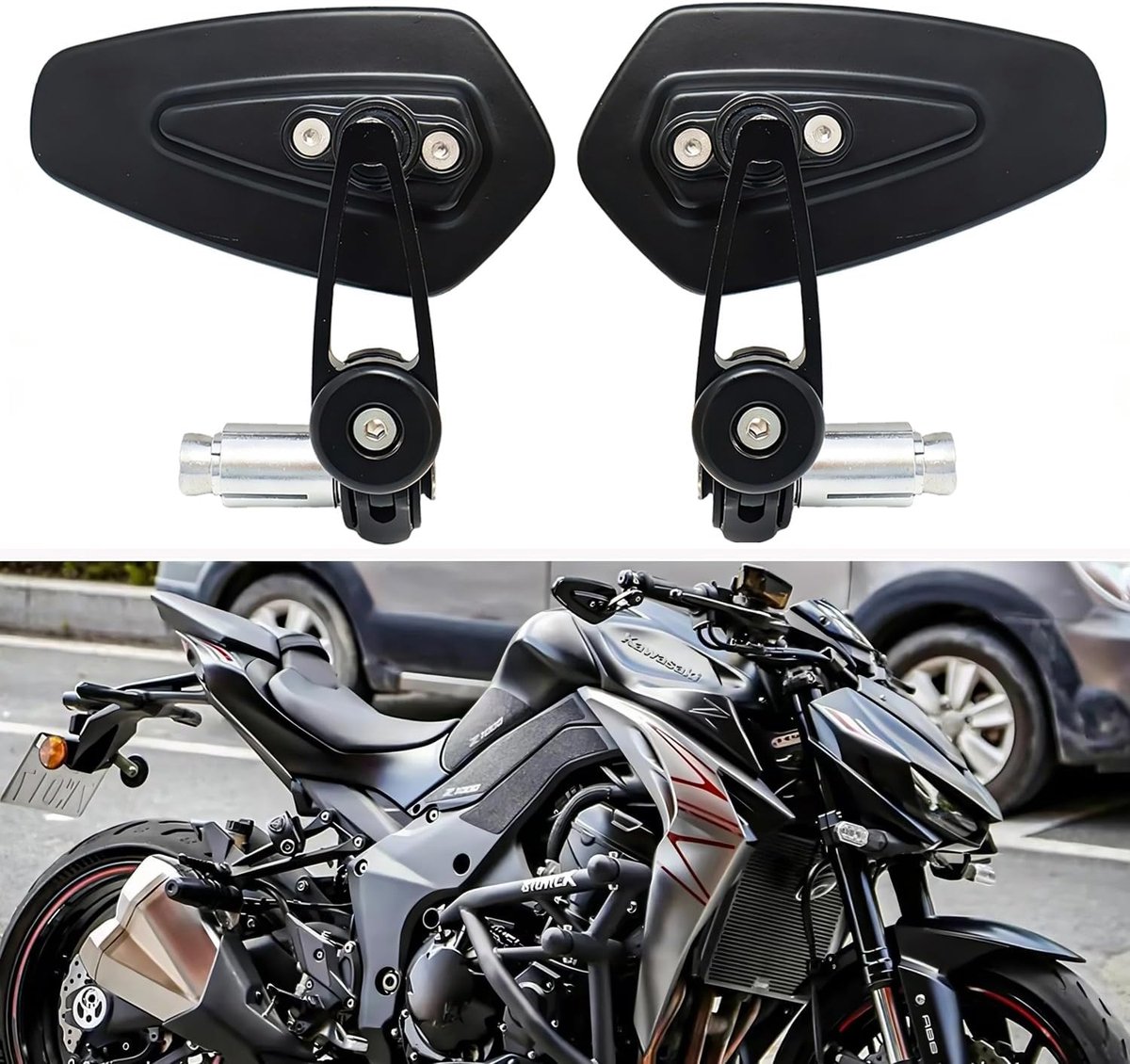 Motorfiets 22mm 7/8'' Achteruitkijkspiegels Compatibel met GROM MSX125 CB500F Z125 Z750 Z900 MT03 MT07 FZ07 MT09 FZ09 MT10 FZ10 FZ6 FZ8 FZ6R SV650 SV1000
