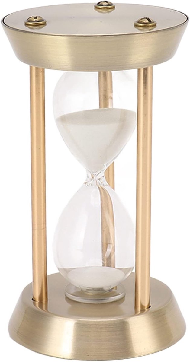 Zandloper, Vintage Wit Zandhorloge 60 Min, Retro Messing een Uur Glazen Zandglas voor Geschenken, Thuis, Bureau, Kantoordecoratie (Bronzen)