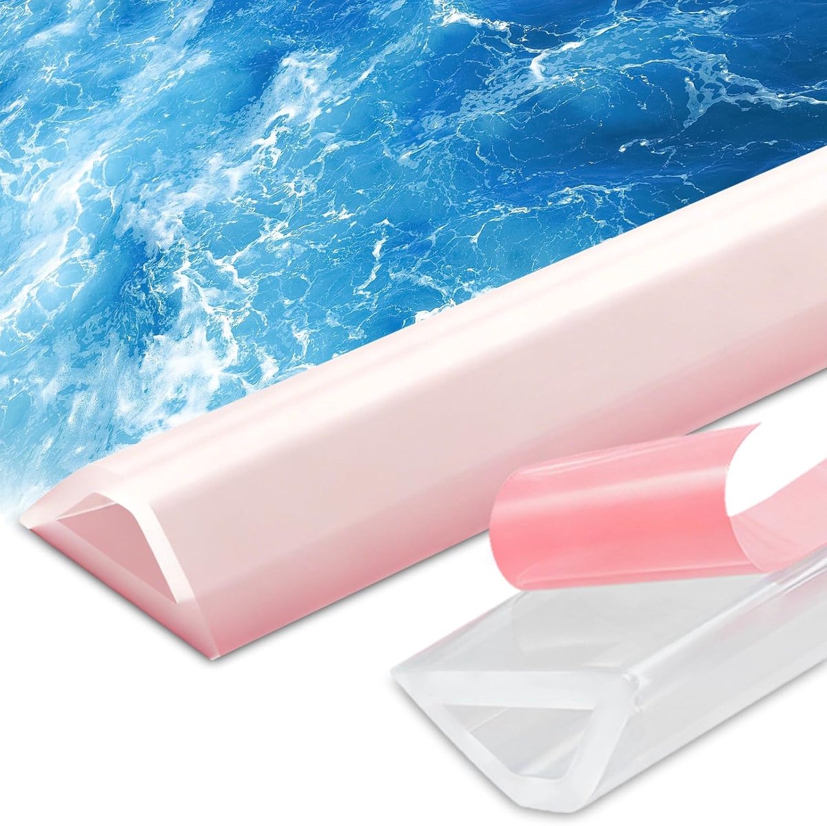 Waterstopper, voor douche, zelfklevend, waterstopper, douche, bescherming tegen water en water, siliconen voor natte en droge scheiding (transparant, 1 m)