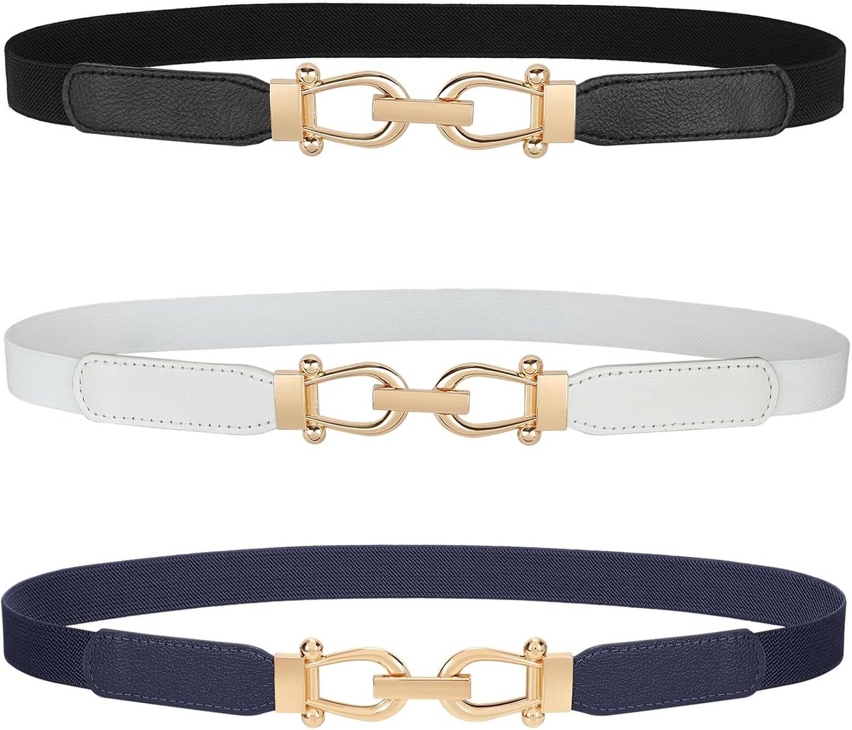 Dunne metalen riem voor dames, elastische metalen kettingriem voor jurk
