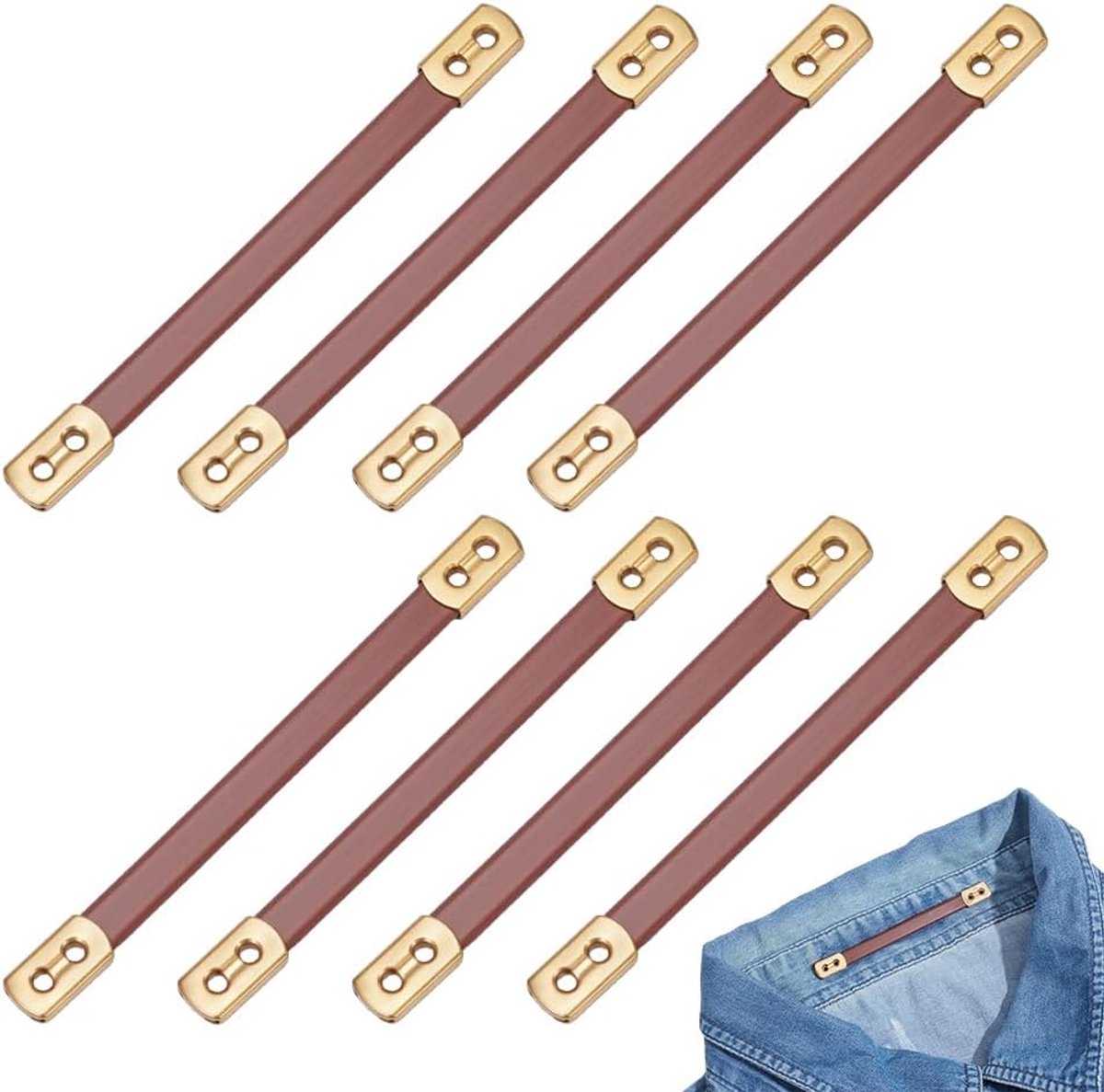 8 Stuks Jas Ophangkettingen, Rubberen Tasgreep met Metalen Beslag Naaien Op Zwaargewicht Ophangbanden voor Jassen, Jassen, Hoeden, Tas Accessoires, Kokosnoot Bruin, 82,5x7,5x3,5mm