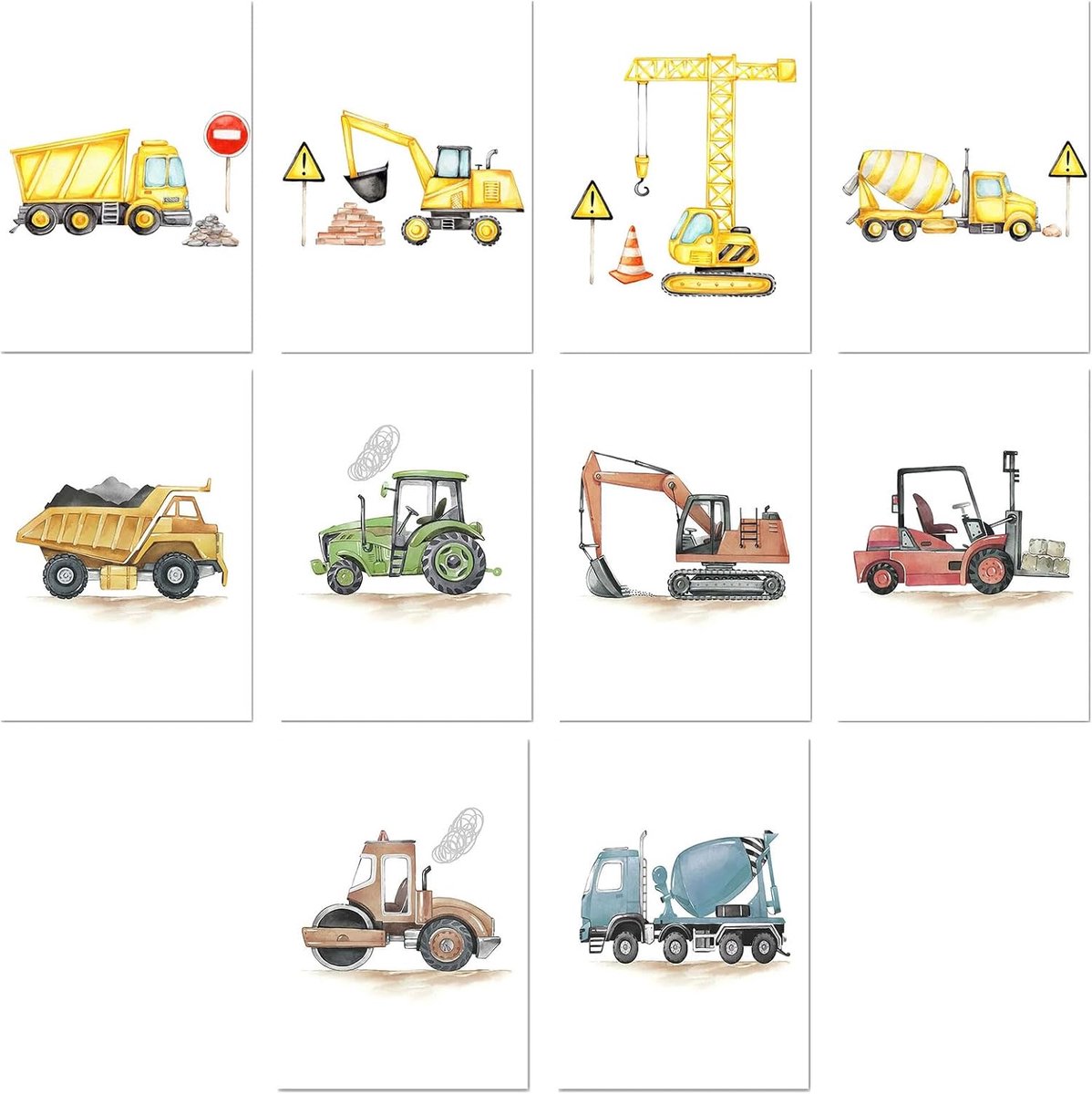 10 stuks posters voor slaapkamer, auto-engineering, wandposter, decoratieve poster voor slaapzaal, decoratieve posters voor slaapkamer, studeerkamer en woonkamer