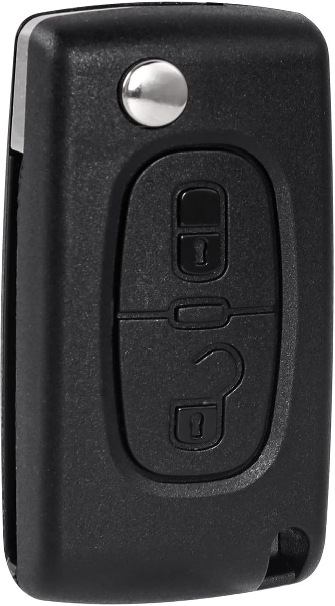 Autosleutelbehuizing met 2 toetsen, compatibel met CE0536, klapsleutel voor Peugeot 207, 307, 308, 407, 408, 3008, 5008, Citroën C2, C3, C4, C5, C6, C8 (2 knoppen, CE0536)