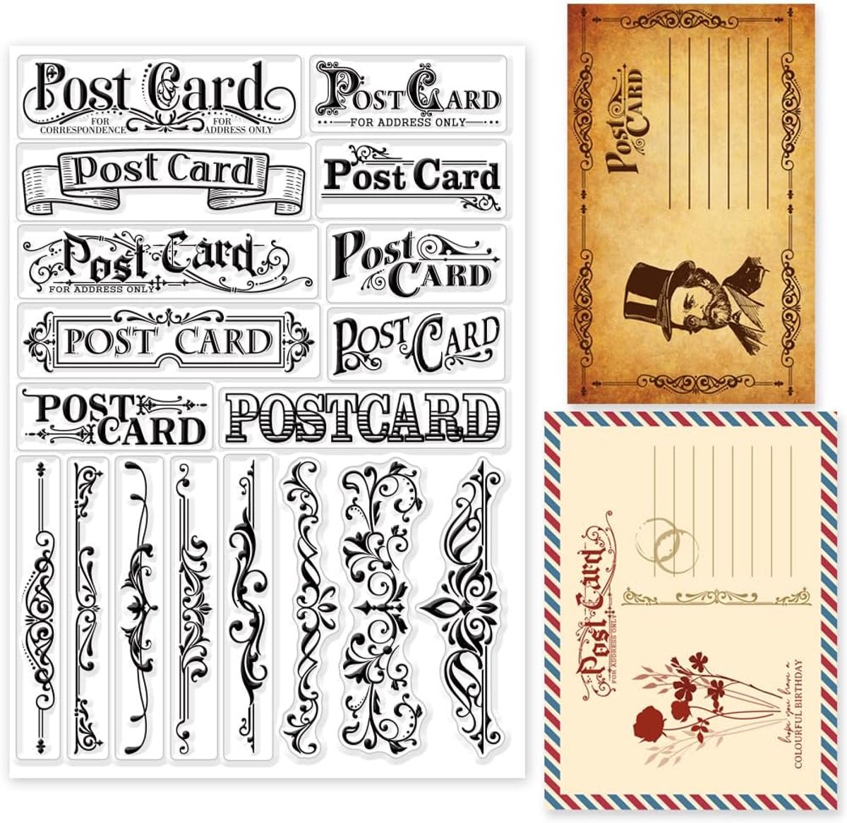 Vintage ansichtkaart kant duidelijke stempels voor knutselen 8,27 × 5,83 inch kant hoek siliconen stempel zegels transparante stempels voor doe-het-zelf scrapbooking kaarten maken fotoalbum