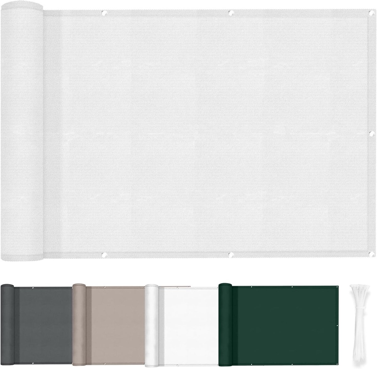 Balkon Scherm 70x500cm, PES Waterdicht, Weiß | Windbestendig en UV-Werend, Privacy Scherm voor Balkon en Terras, met Kabelbinders