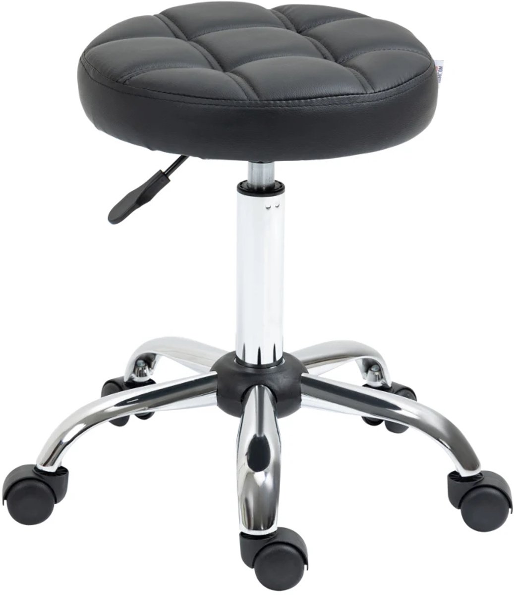 Salonkruk - Zadelkruk op Wielen - Kapperskruk - Tabouret - 360° Draaibaar - In Hoogte Verstelbaar - Salonstoel - Kruk Stoel - Werkkruk - voor Kantoor, Salon, Massage, Spa - Zwart