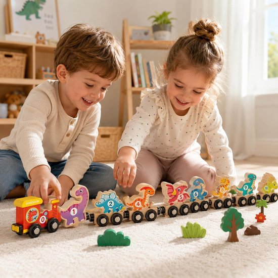 Houten treinspeelgoed, 11 stuks, vanaf 1, 2, 3 jaar, magnetische trein, houten spoorbaan, kinderspeelgoed, motoriek speelgoed vanaf 1 jaar, cadeaus voor jongens en meisjes — afbeelding 4