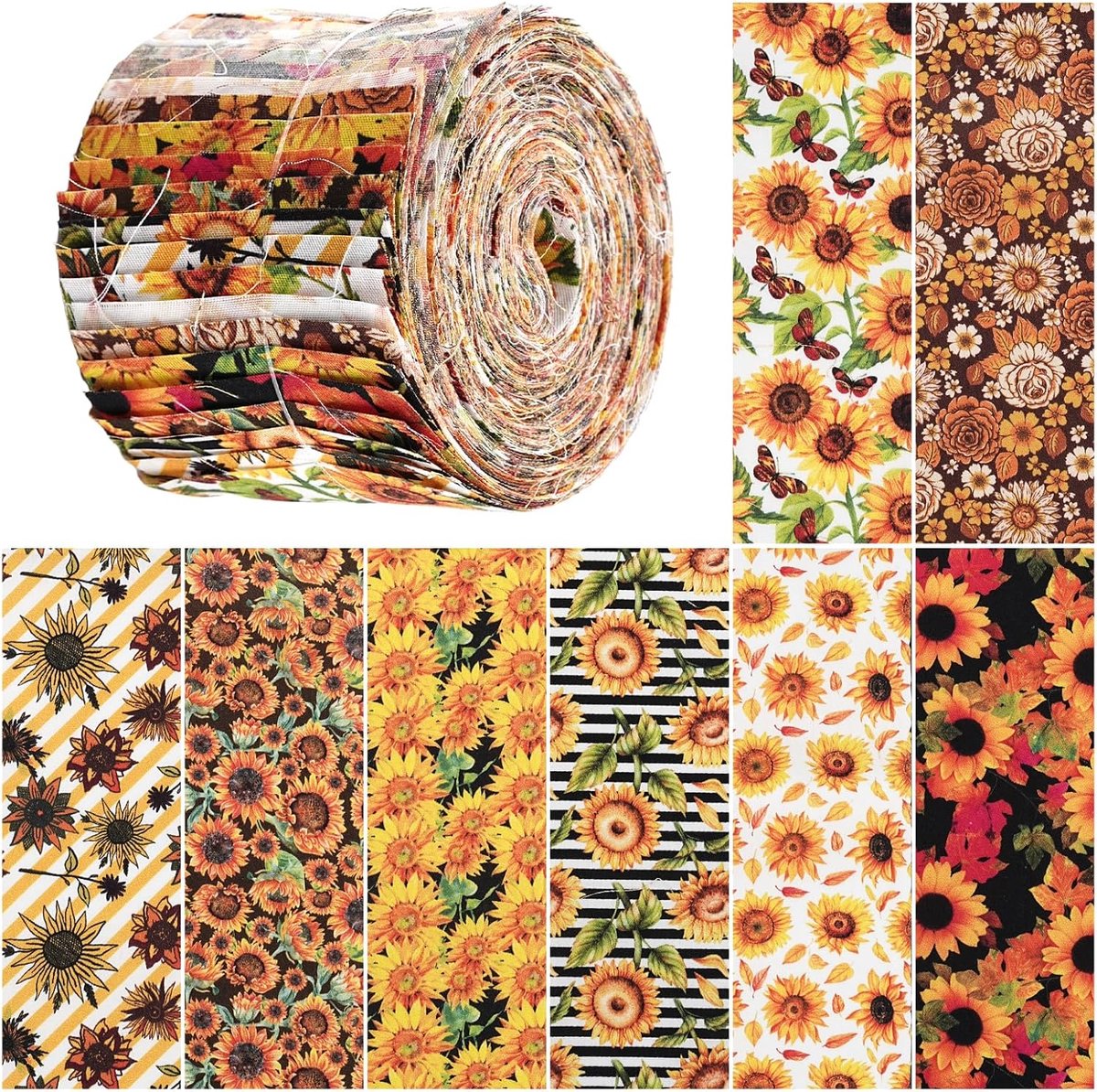 Stof, katoenen stoffen strips - 40 stuks doe-het-zelf katoenen knutselstrips voor quilten en naaien, 100 x 6,5 cm aquarel bloemen doe-het-zelf strips, voorgesneden katoenen