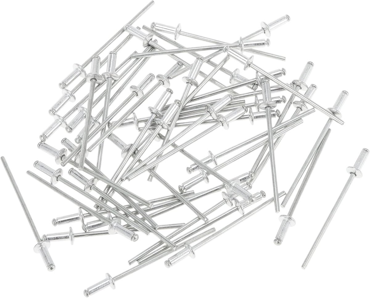 Head Grote flange blind klinknagels zilvertint 50 stuks 2,4 mm Greepdiameter 8 mm Greeplengte 5 mm flensdiameter aluminiumlegering ijzer