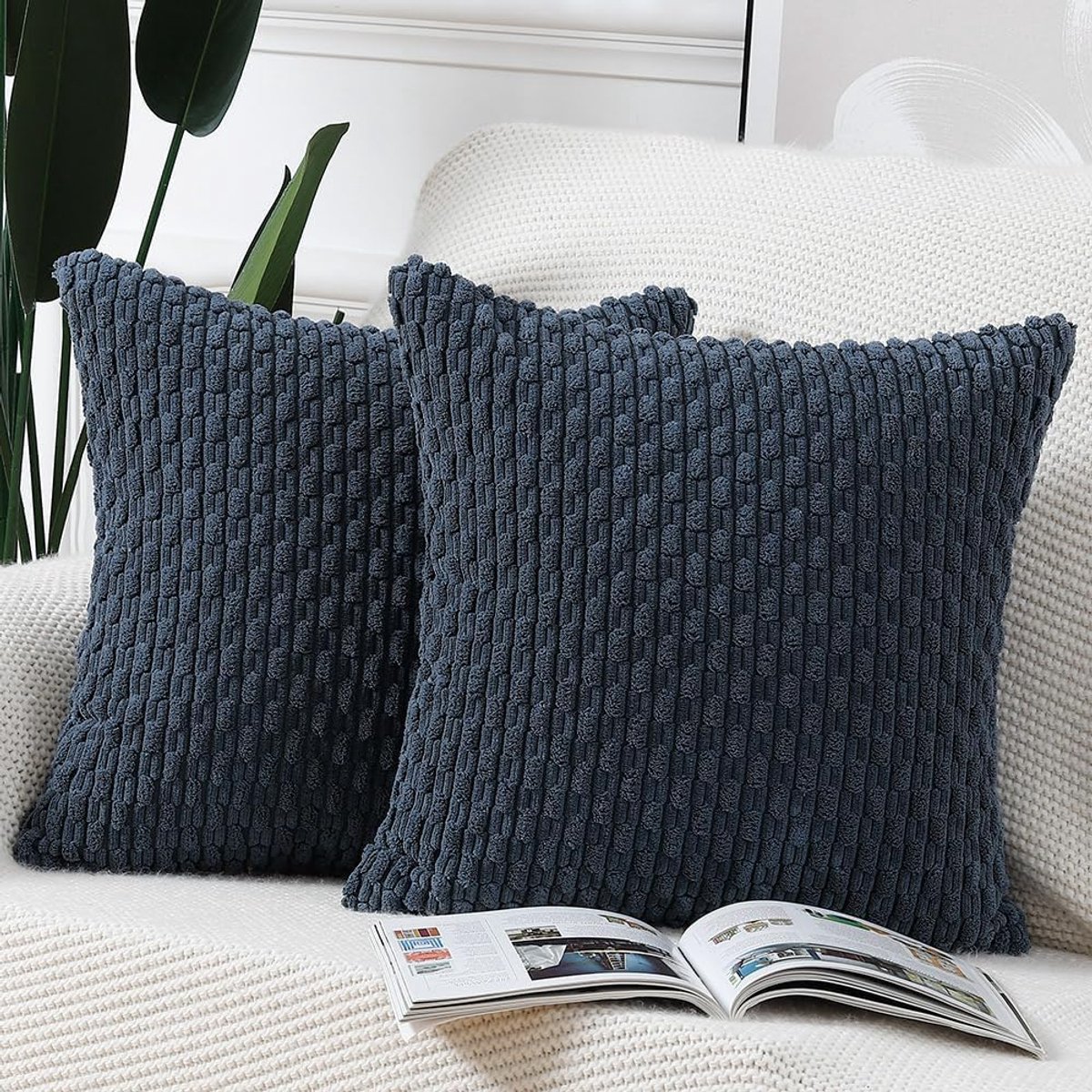 Kussenslopen Zacht Decoratief Kussenhoesje voor Bank Slaapkamer Kussenomslag 50x50 cm Donkerblauw
