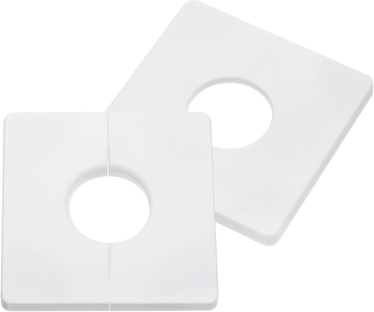 2 stuks ABS-kunststof vierkante rozetplaten, wandsplit-flens, 33 mm diameter wandgemonteerde buismond-sierafdekking, wit