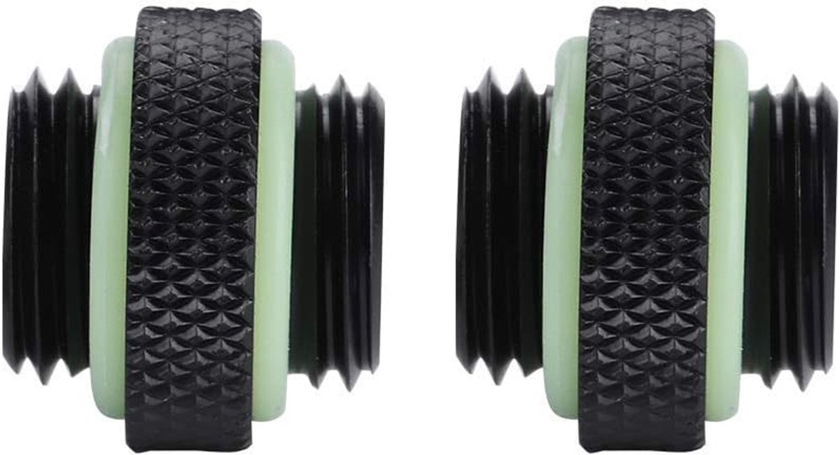 2 stuks Compressie Fitting, Waterkoeling Connector met Afdichtringen Dual Externe G1/4 Draad Slang Adapter Koper Duurzaam Compressie Fitting