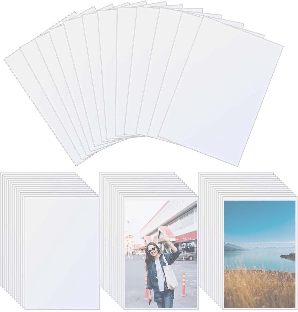 100 stuks transparante verzamelkaarthoezen, zachte folie-hoezen, transparante kaarthoezen, waterdichte fotokaarthoezen, 8,9 x 5,8 cm, pocketpagina's voor foto's, fotokaarten, ruilkaarten