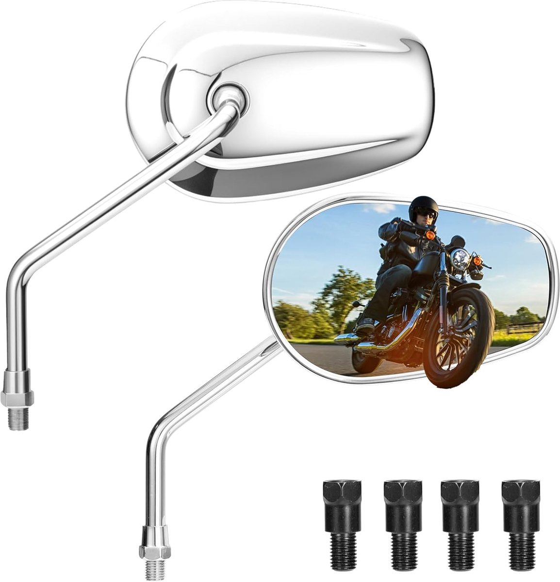 Motorfiets-achteruitkijkspiegel, gemaakt van aluminiumlegering, universele motorspiegel M10, 360 graden verstelbaar, groot zichtbereik, voor de meeste motorfietsen