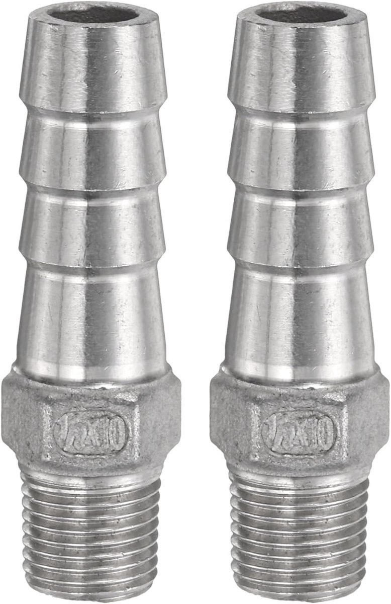 2 stuks roestvrijstalen slangaansluitingen 0,4 inch (10 mm) slangaansluiting x g 1/8 inch mannelijke buisfitting luchtslangslangkoppelingen schroefdraadverbinding voor water en brandstof