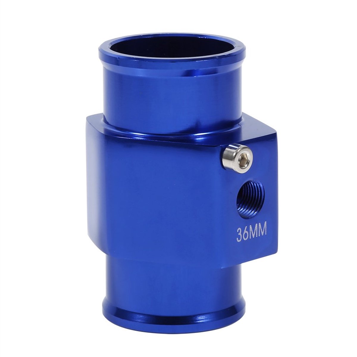 Water Temperatuur Sensor Adapter 36mm Rvs Water Temperatuur Gezamenlijke Pijp Temp Sensor Gauge Radiator Slang Adapter (Blauw)