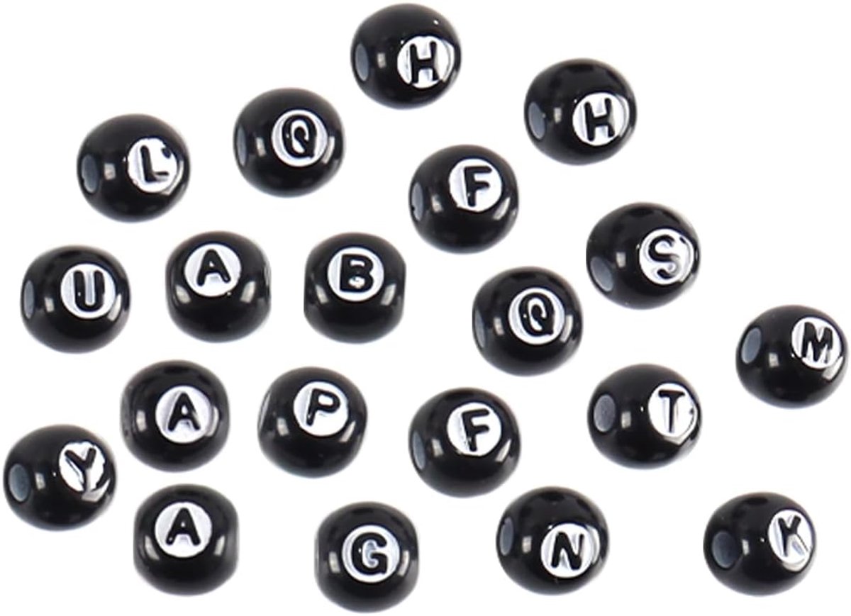 Kralen 20 stuks 12 mm Sportbalkralen voor het maken van sieraden Kettingen Oorbellen Sleutelhangers DIY Craft Decoratie (zwarte letters)