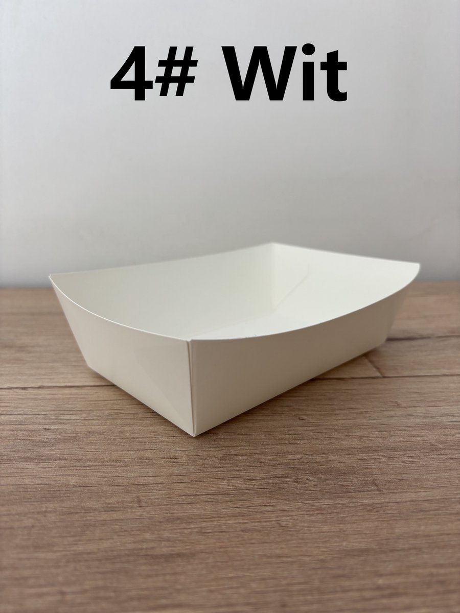 ATXANC 1200 Stuks Witte Frietbakjes 4# - Milieuvriendelijke Kartonnen Snackbakjes - Duurzame Wegwerp Frietschalen - Wit - 18 x 11,5 x 5,2 cm - Voor Friet, BBQ, Feestjes, Picknick & Take-away